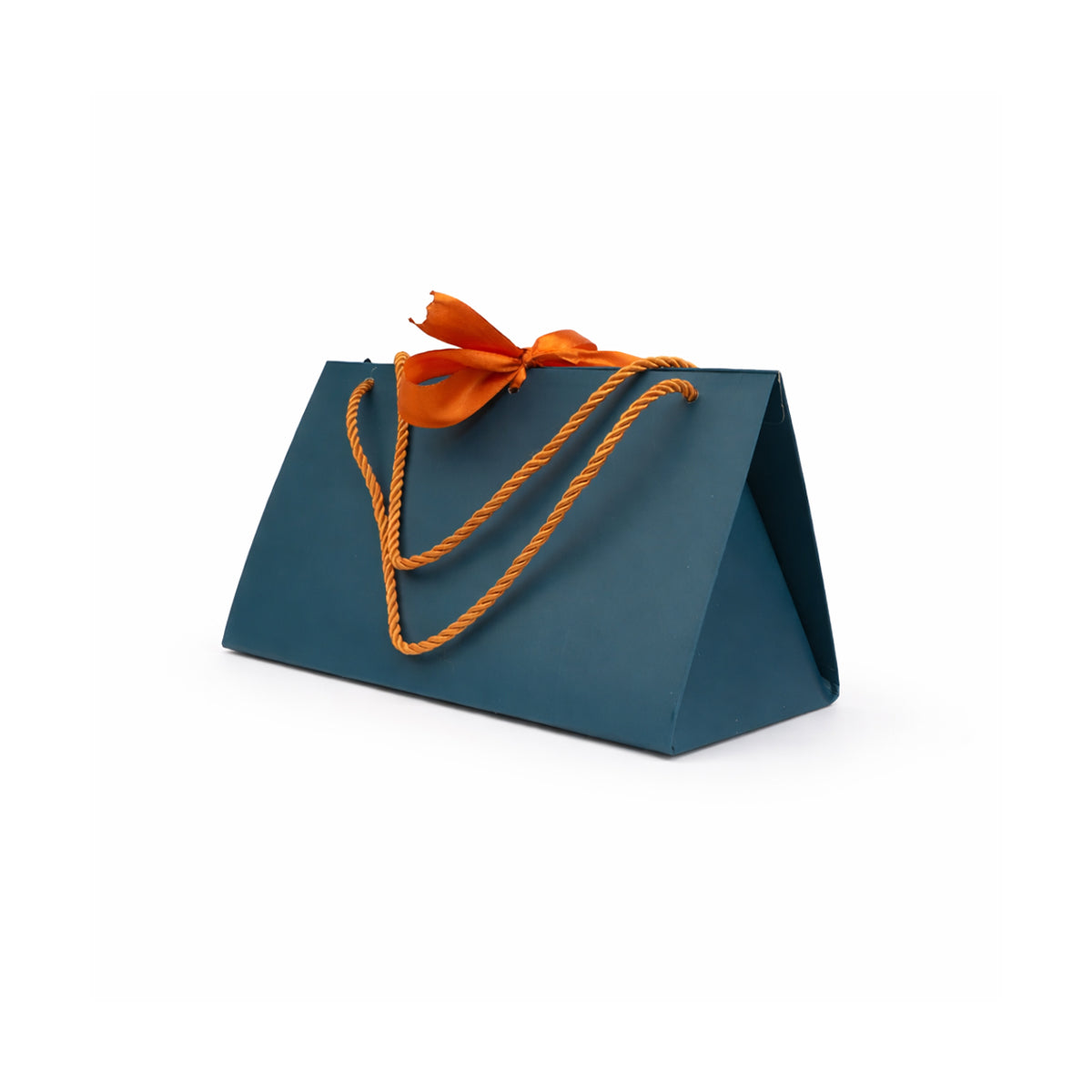 Premium Teal Foldable Gift Box with Orange Satin Ribbon Closure