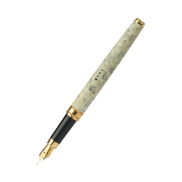 Gama White Marble Finish Fine Nib Converter Fountain Pen and Ballpoint Pen Set