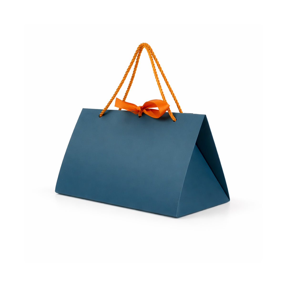 Premium Teal Foldable Gift Box with Orange Satin Ribbon Closure