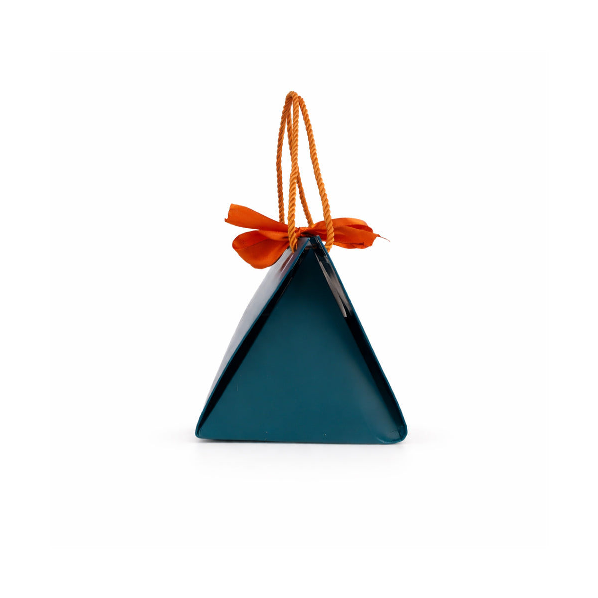 Premium Teal Foldable Gift Box with Orange Satin Ribbon Closure