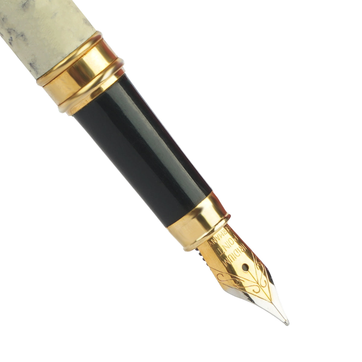 Gama White Marble Finish Fine Nib Converter Fountain Pen and Ballpoint Pen Set