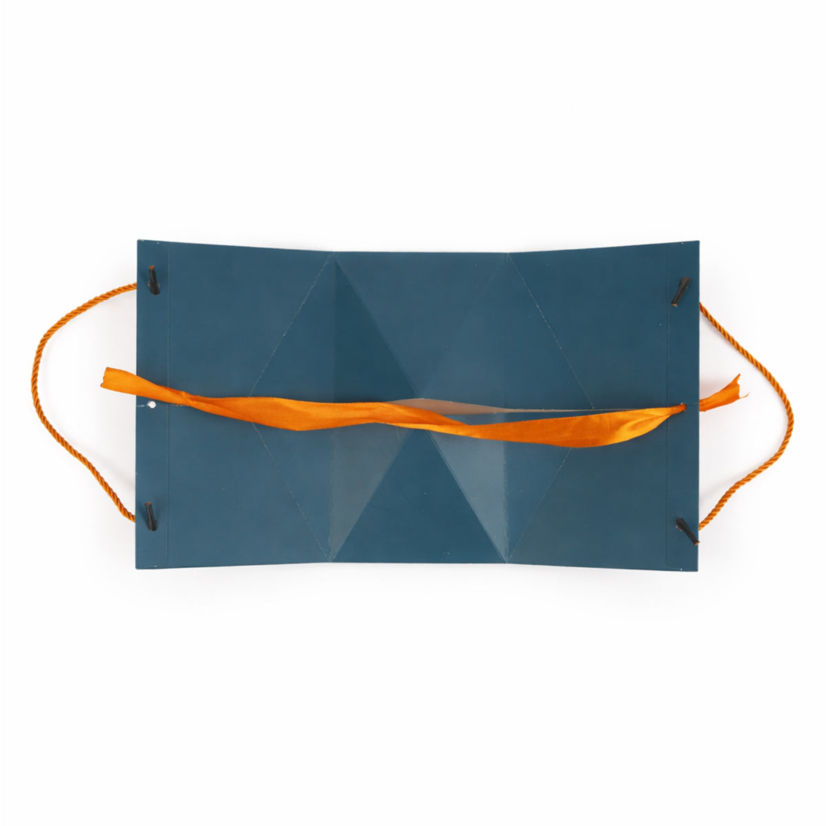 Premium Teal Foldable Gift Box with Orange Satin Ribbon Closure