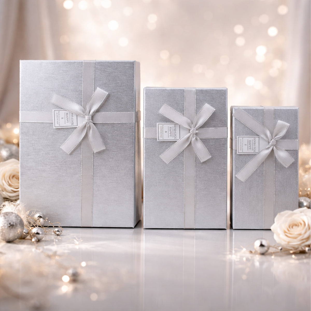 Luxury 3-Piece Nested Gift Box Set with Lids & Ribbons - The Writershub