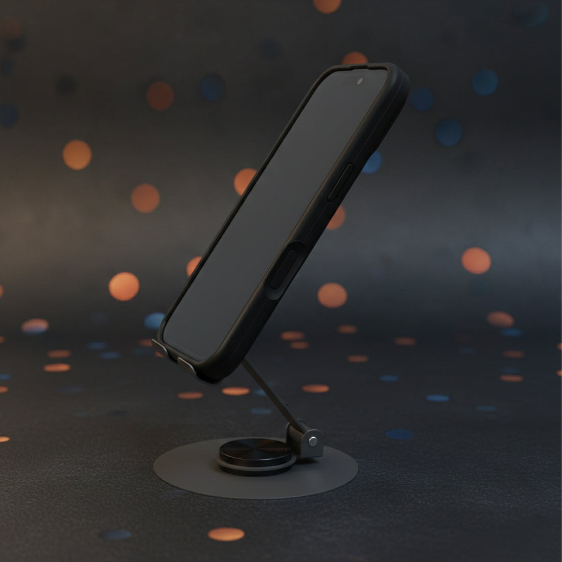 Premium 360° Rotating Multifunctional Desktop Metal Bracket – Gunmetal Adjustable Phone & Tablet Stand