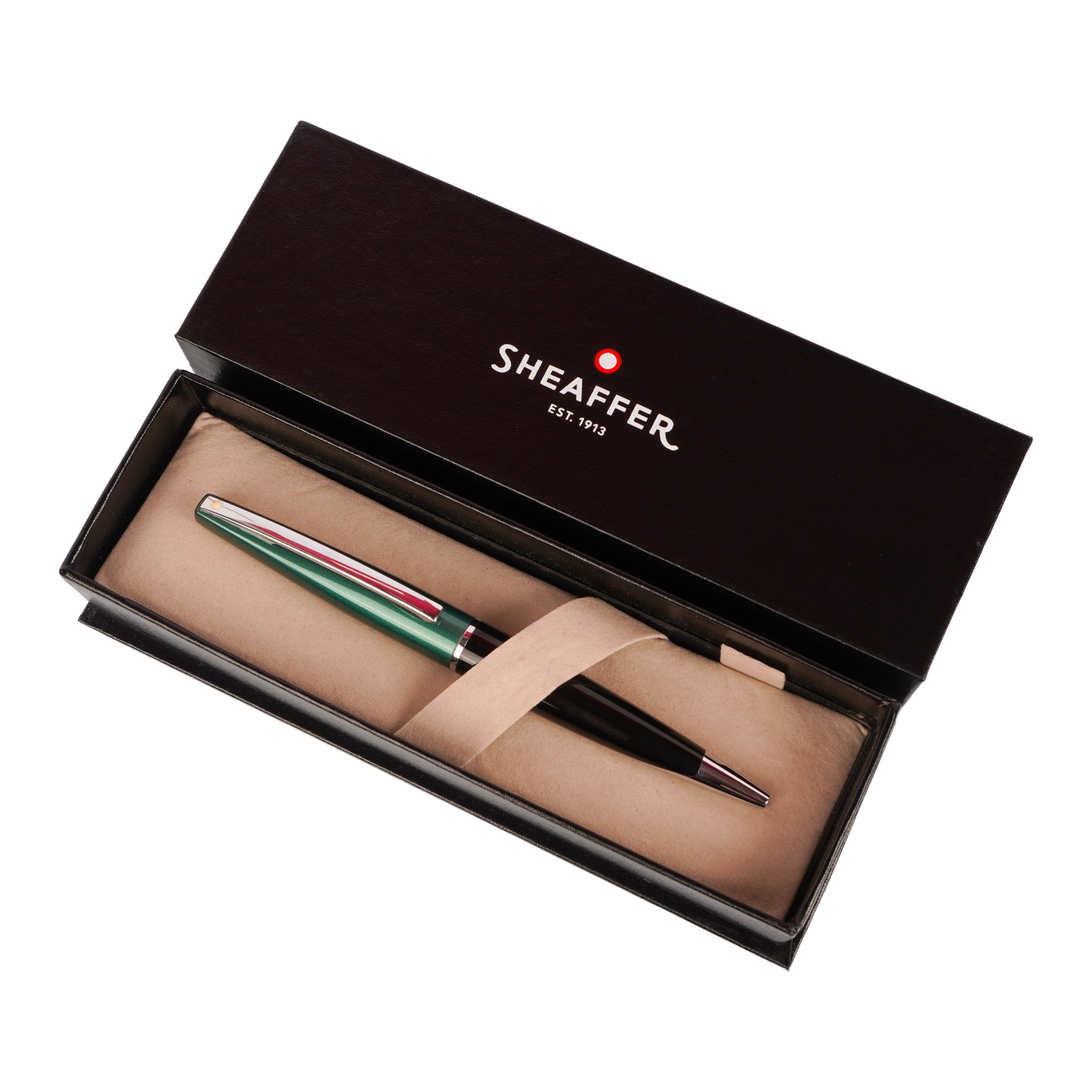 Sheaffer Taranis Ball Pen – Green & Black with Silver Trim, Blue Ink