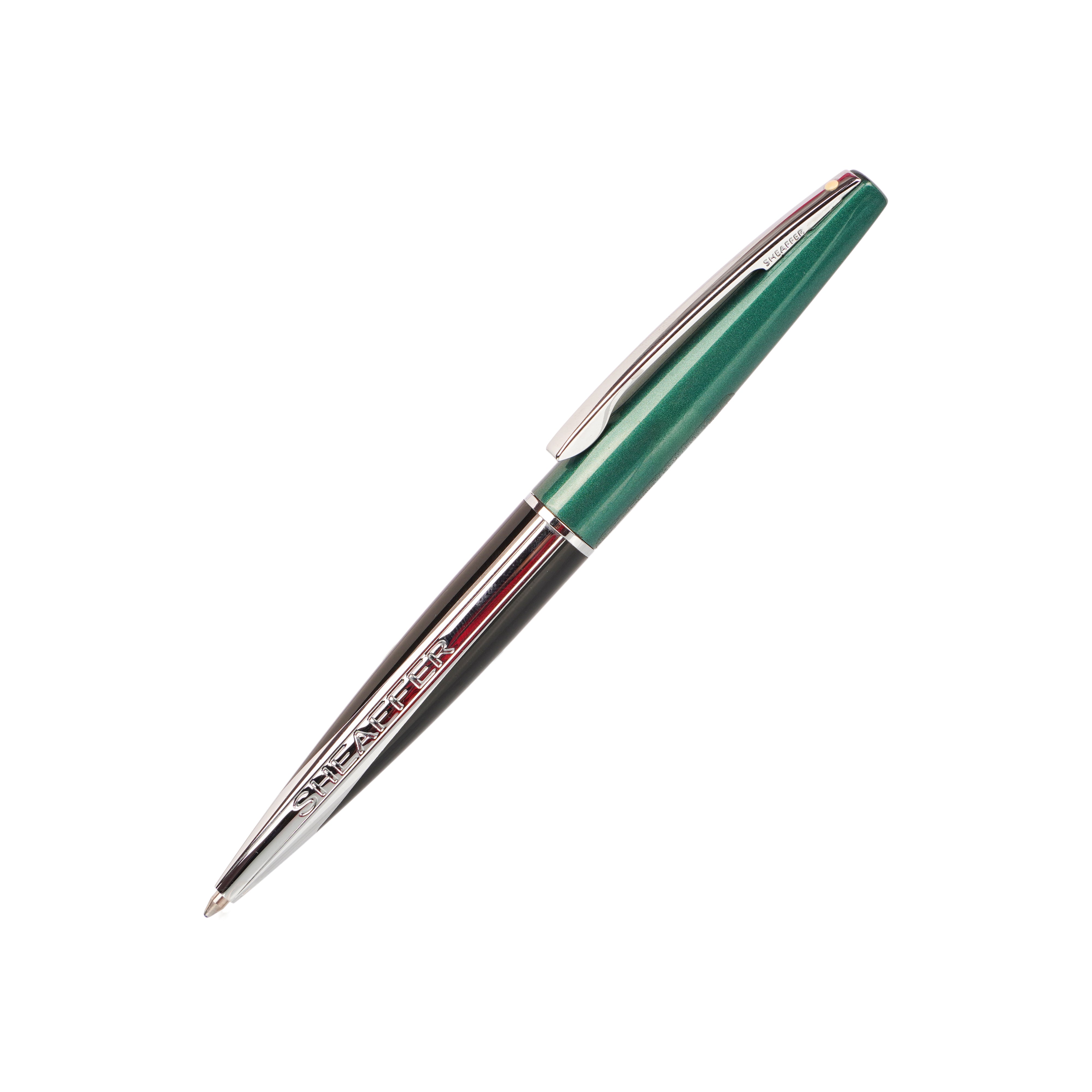 Sheaffer Taranis Ball Pen – Green & Black with Silver Trim, Blue Ink