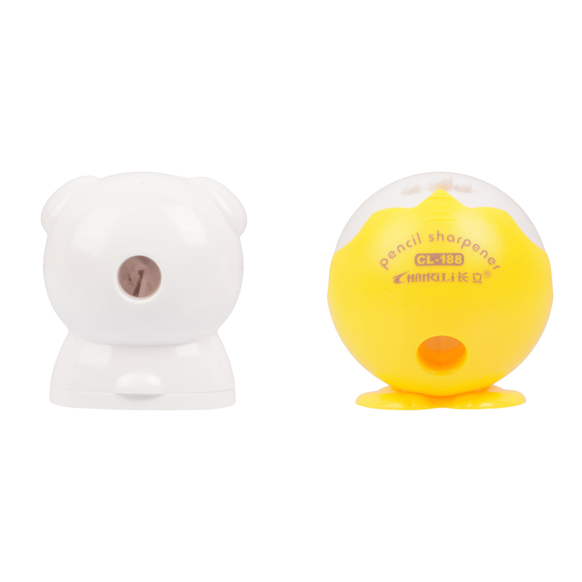 The Writershub Pencil Sharpener Set of 3 | Glossy White Animal-Shaped with Steel Blades