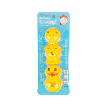 The Writershub Pencil Sharpener Set of 3 | Glossy Yellow with Steel Blades & Shavings Container