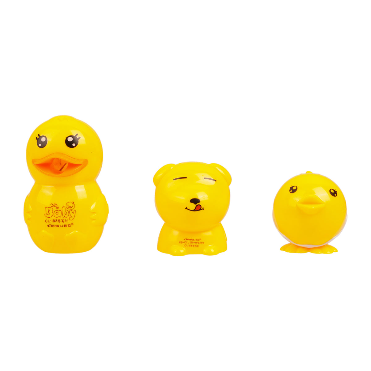 The Writershub Pencil Sharpener Set of 3 | Glossy Yellow with Steel Blades & Shavings Container