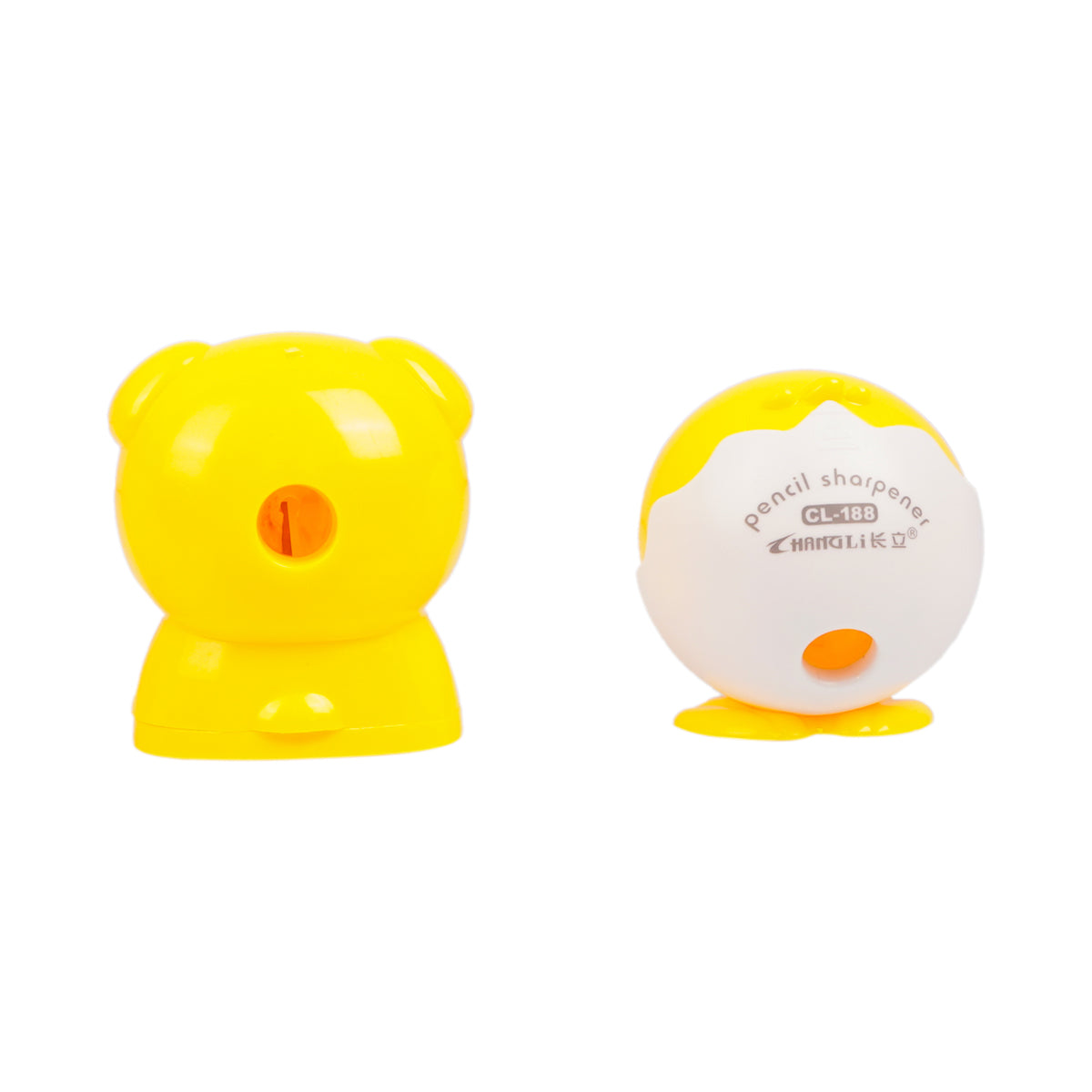 The Writershub Pencil Sharpener Set of 3 | Glossy Yellow with Steel Blades & Shavings Container
