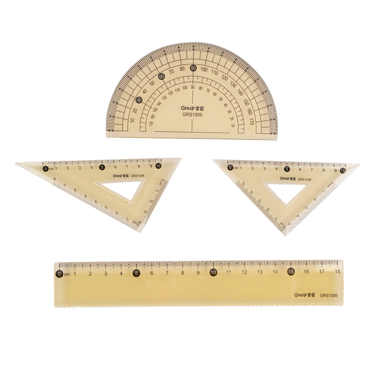 The Writershub 4-Piece Geometry Set | Transparent Plastic Rulers, Protractor & Triangles