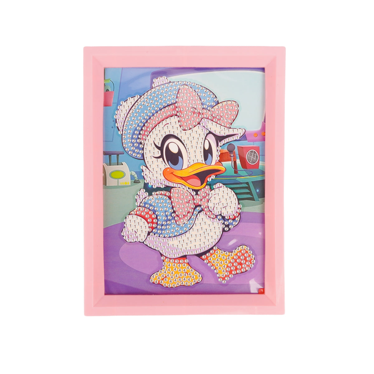 DIY 5D Diamond Painting Kit for Kids | "Daisy Duck" Style Cartoon Art with Pink Frame