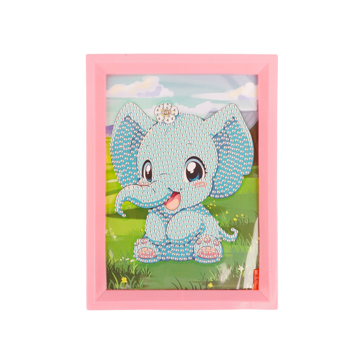 DIY 5D Diamond Painting Kit for Kids | "Baby Elephant" Cartoon Art with Pink Frame