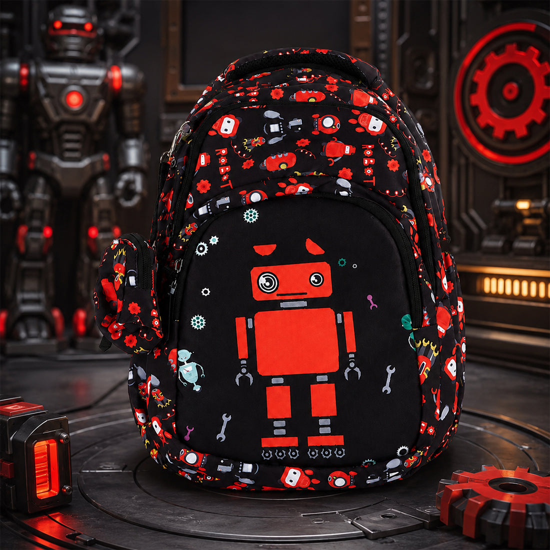 Moonmo Kids School Backpack — Robot Pattern