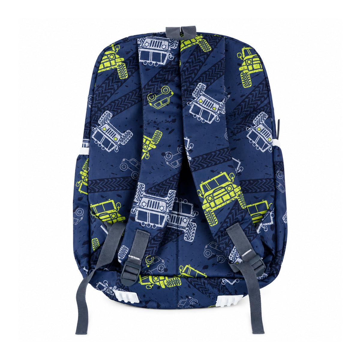 Grey & Lime Green School Backpack with Jeep Graphic | Durable Kids School Bag