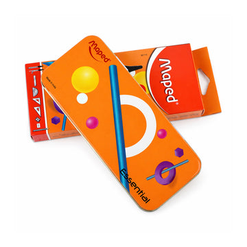 Maped Essential 9‑Piece Geometry Box with Metal Compass – Orange Metal School Math Set