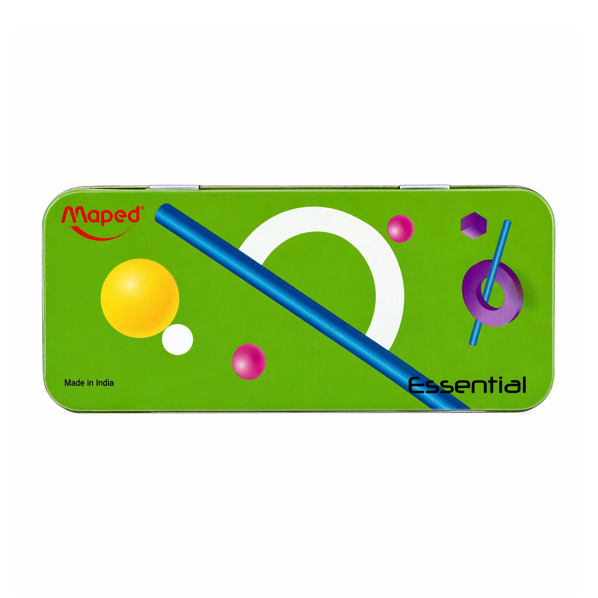 Maped Essential 9‑Piece Geometry Box with Metal Compass – Green Metal School Math Set