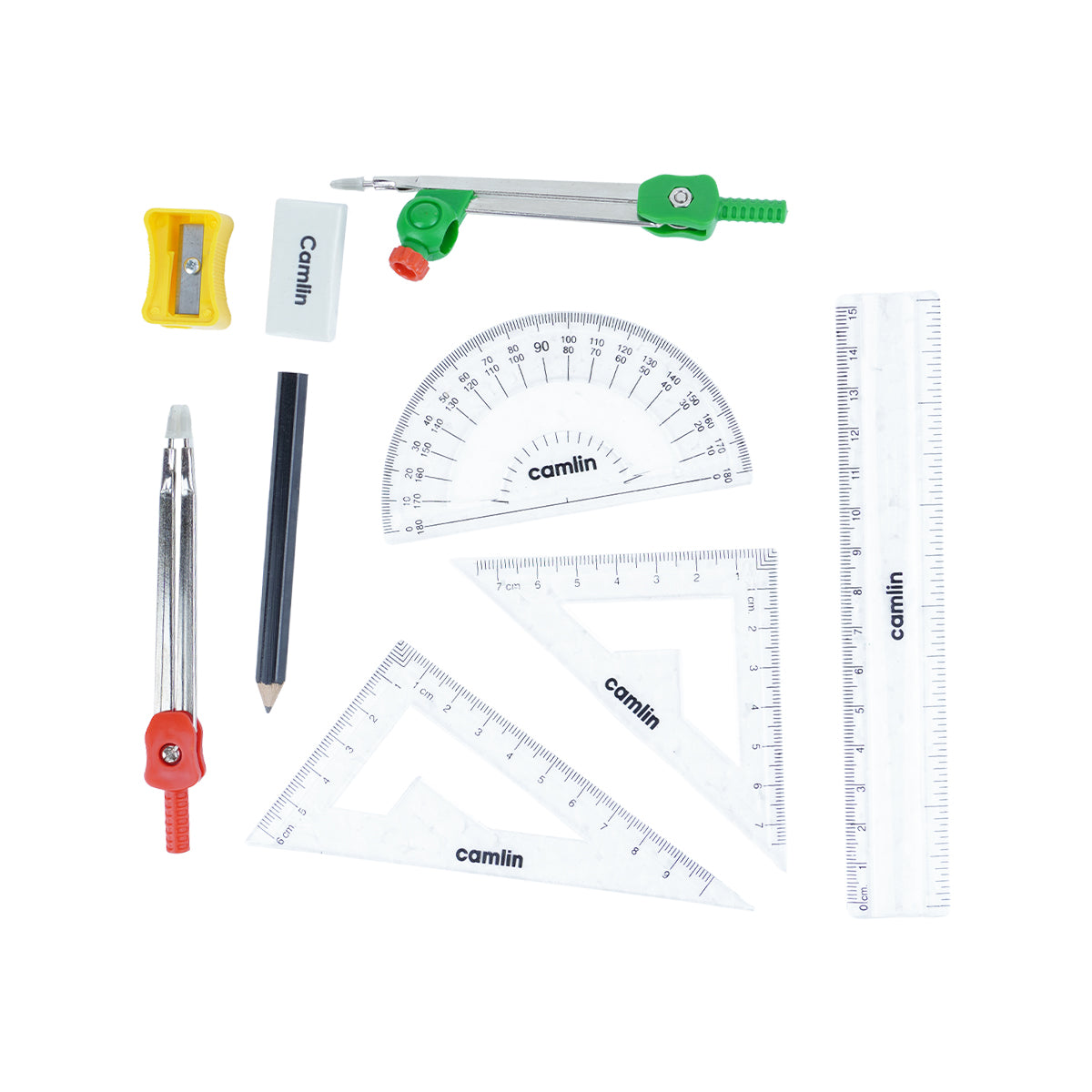 Camlin Scholar Basics Black Case Mathematical Drawing Instruments Box – 9‑Piece Geometry Kit
