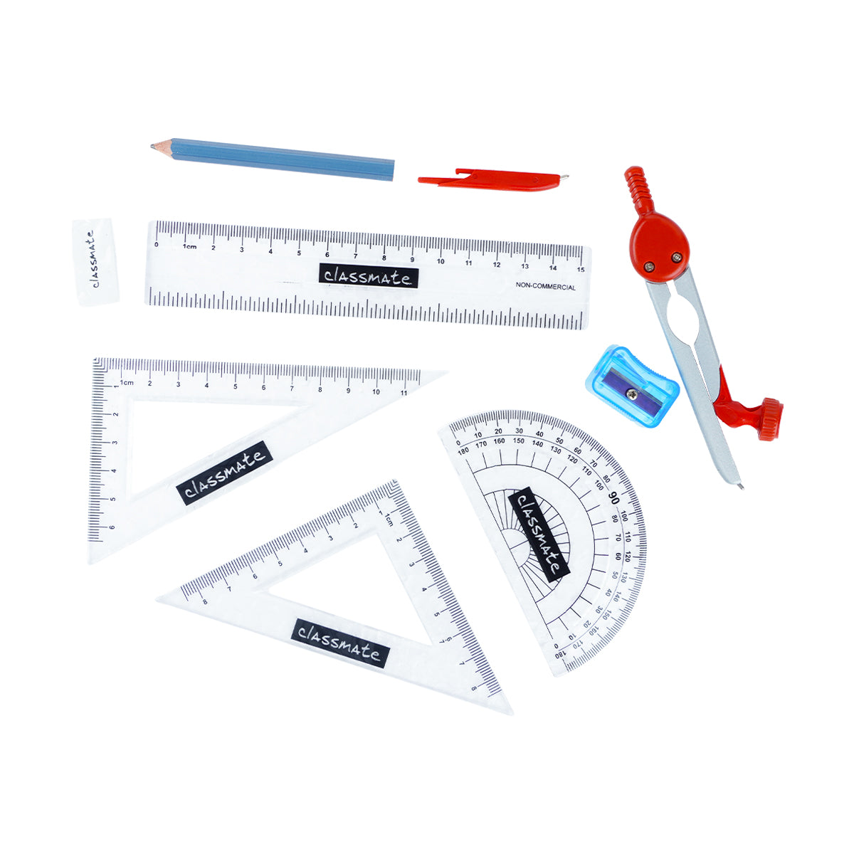 Classmate Invento Red Mathematical Drawing Instruments – 9‑Piece Geometry Box
