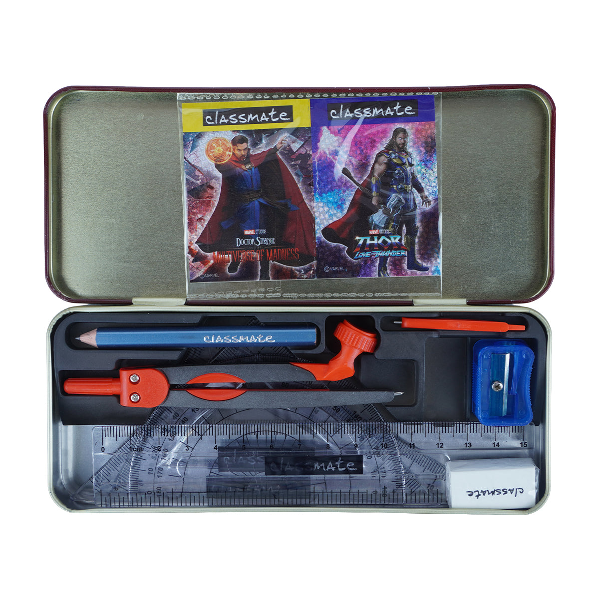 Classmate Invento Marvel Spider‑Man Mathematical Drawing Instruments Box – 9‑Piece Geometry Kit