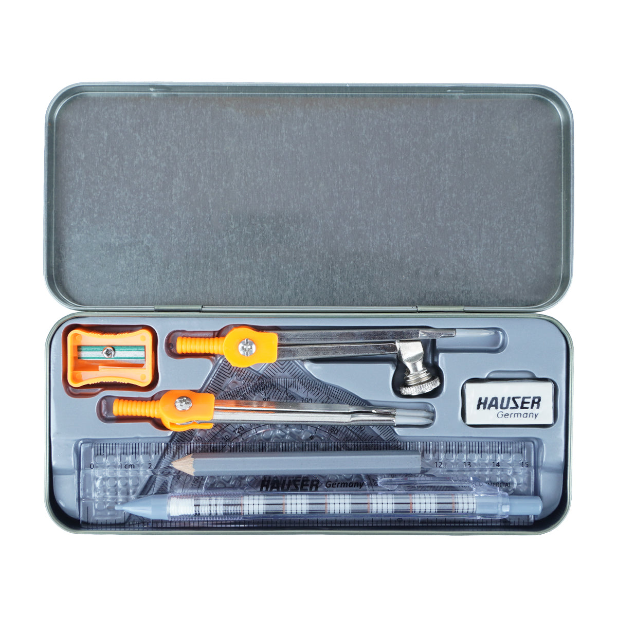 Hauser ION 10N Mathematical Drawing Instruments Set – 10‑Piece Geometry Box