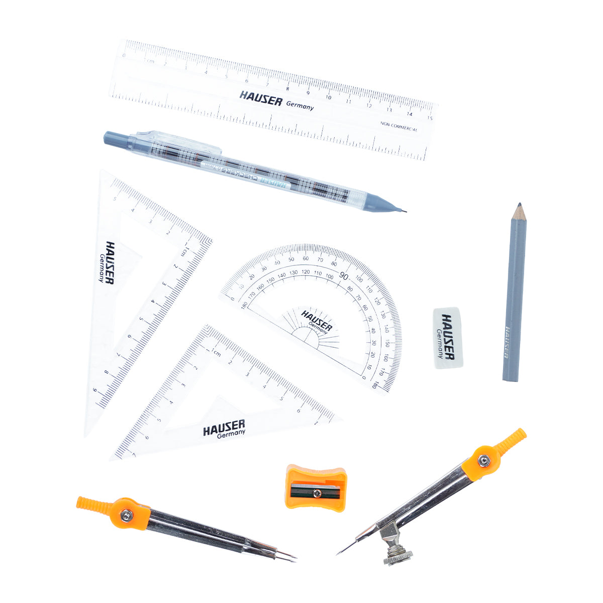 Hauser ION 10N Mathematical Drawing Instruments Set – 10‑Piece Geometry Box