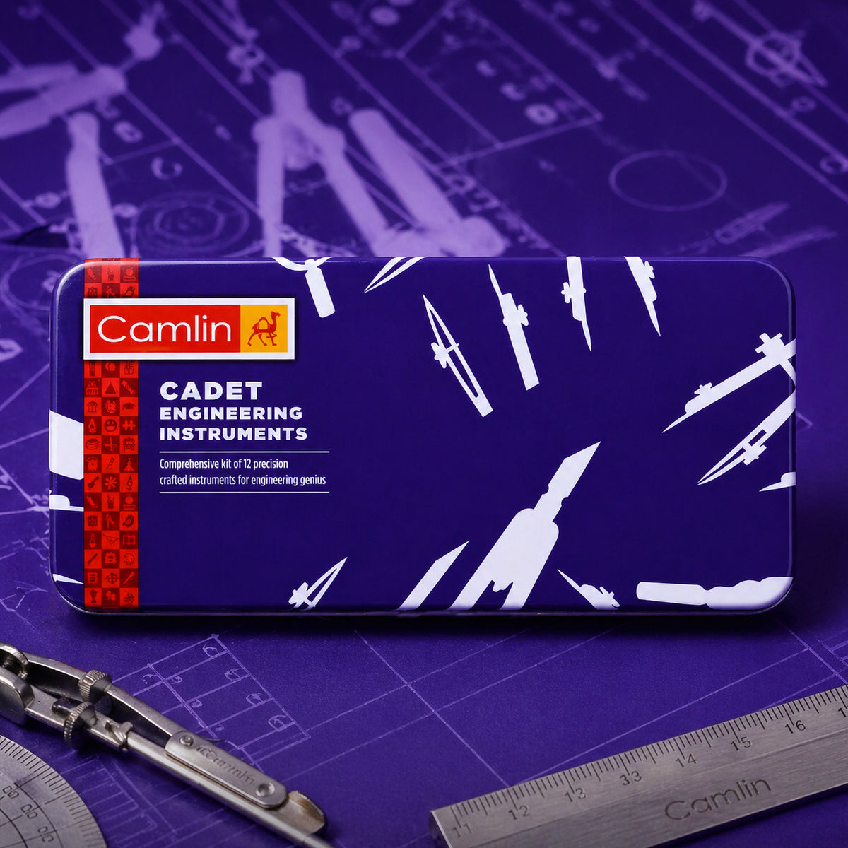 Camlin Cadet Engineering Instruments Kit – Purple 13‑Piece Precision Drawing Set