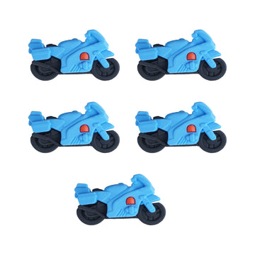 The Writershub Blue 3D Motorcycle Design Eraser Set of 5 PCS – Fun Stationery for Kids