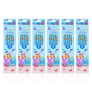 The Writershub Blue Sea Animals Themed Pencils Set of 6 pcs – HB Animal Pencils for Kids