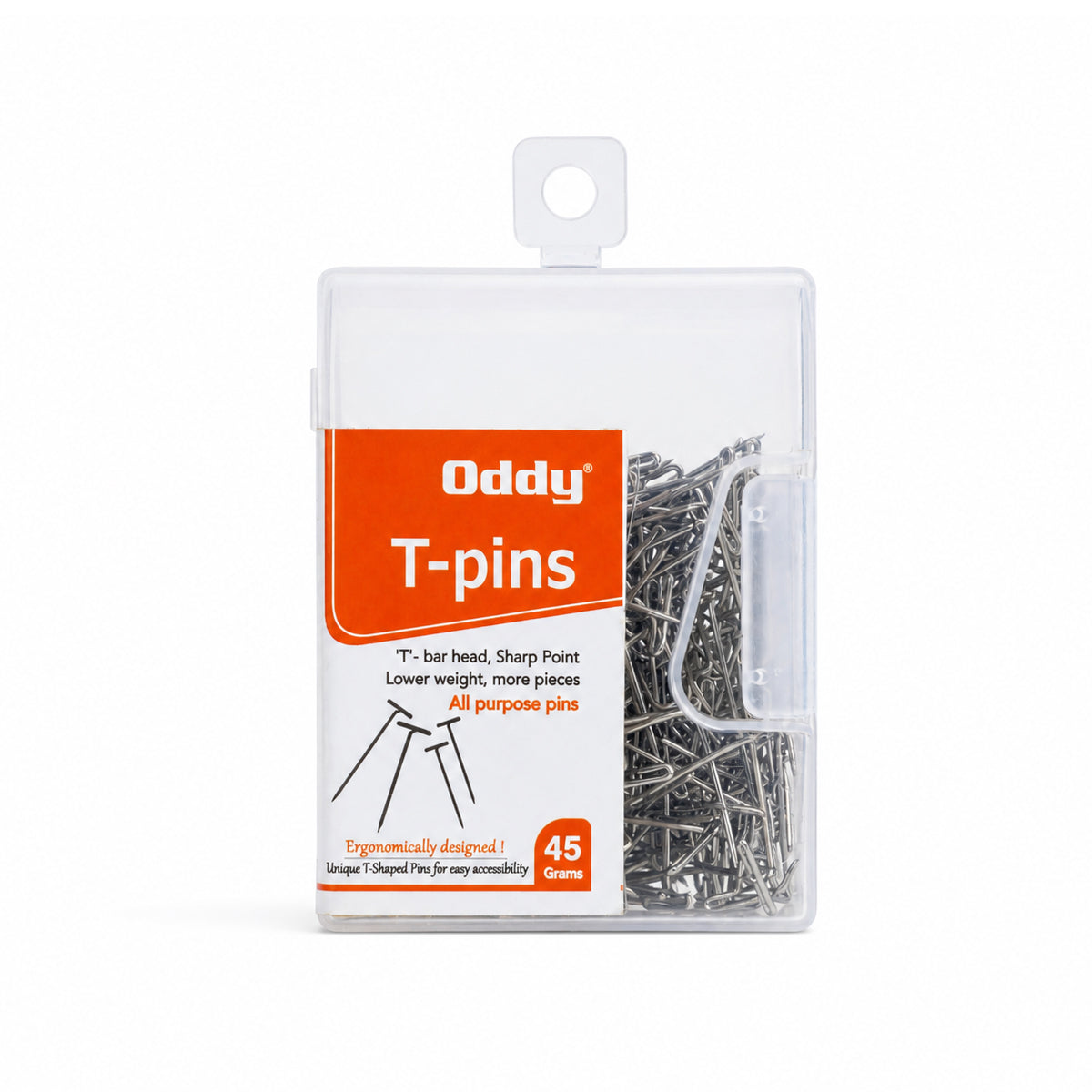 Oddy Metallic Silver T‑Pins – 148.6 mm Stainless Steel Pins (45 g Pack)