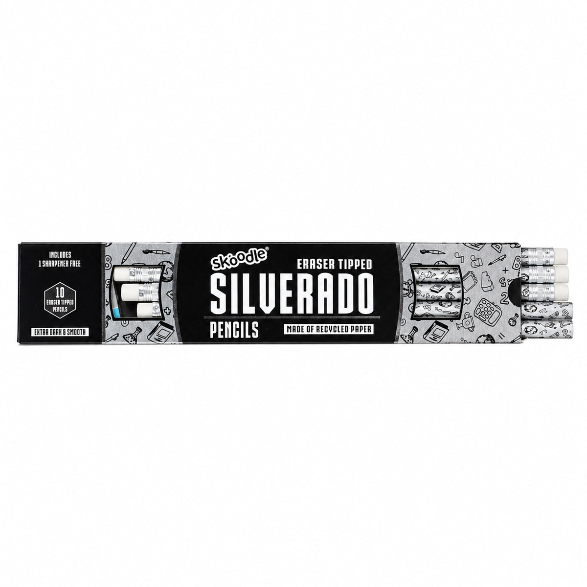 Skoodle Silverado Eco‑Friendly Paper Pencils with Eraser – Set of 10 Pcs