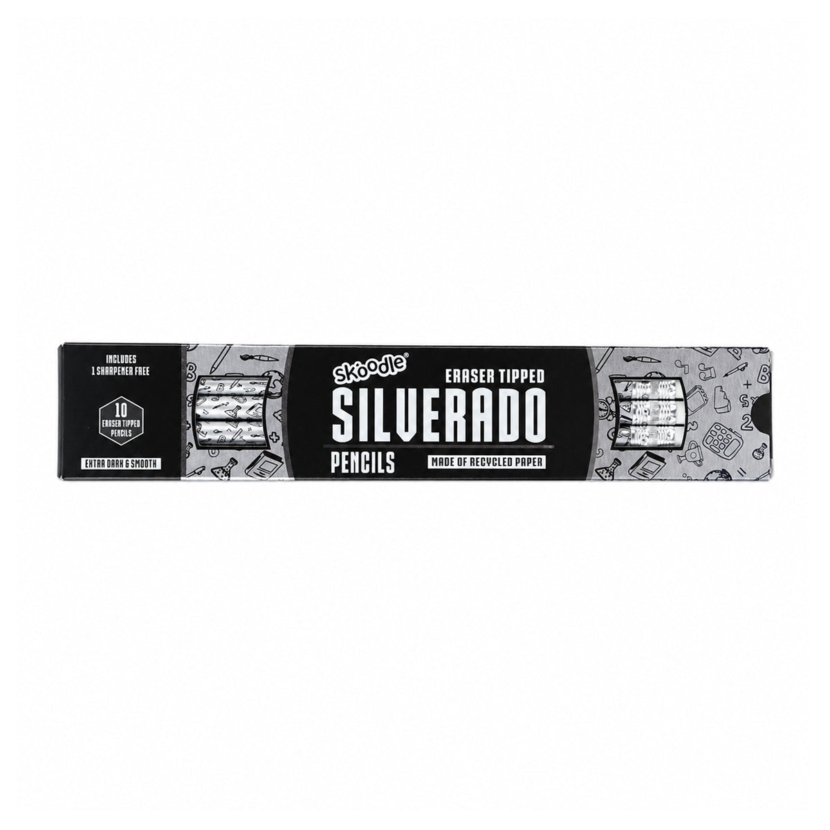 Skoodle Silverado Eco‑Friendly Paper Pencils with Eraser – Set of 10 Pcs