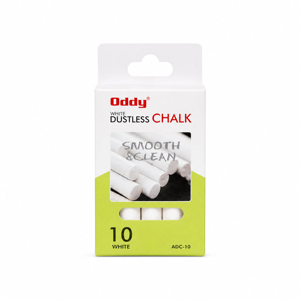 Oddy White Dustless Chalk – 10 Pcs per Pack, Set of 2 Packs (20 Pcs Total)