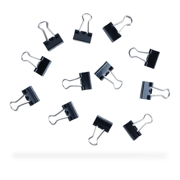 Deli 38566 15mm Black Binder Clips – Set of 36 (3×12)