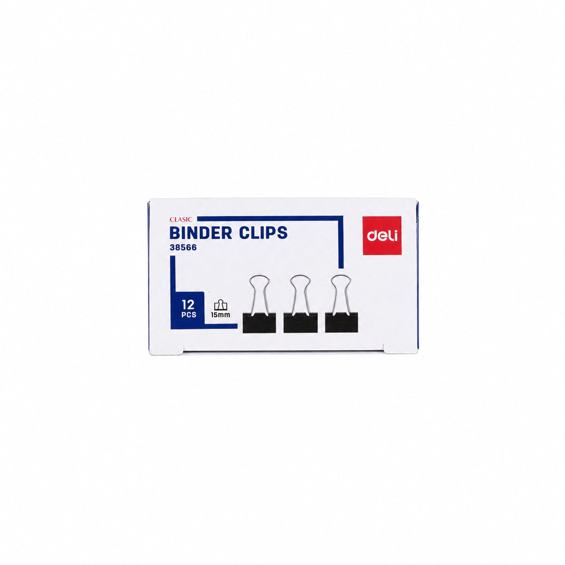 Deli 38566 15mm Black Binder Clips – Set of 36 (3×12)