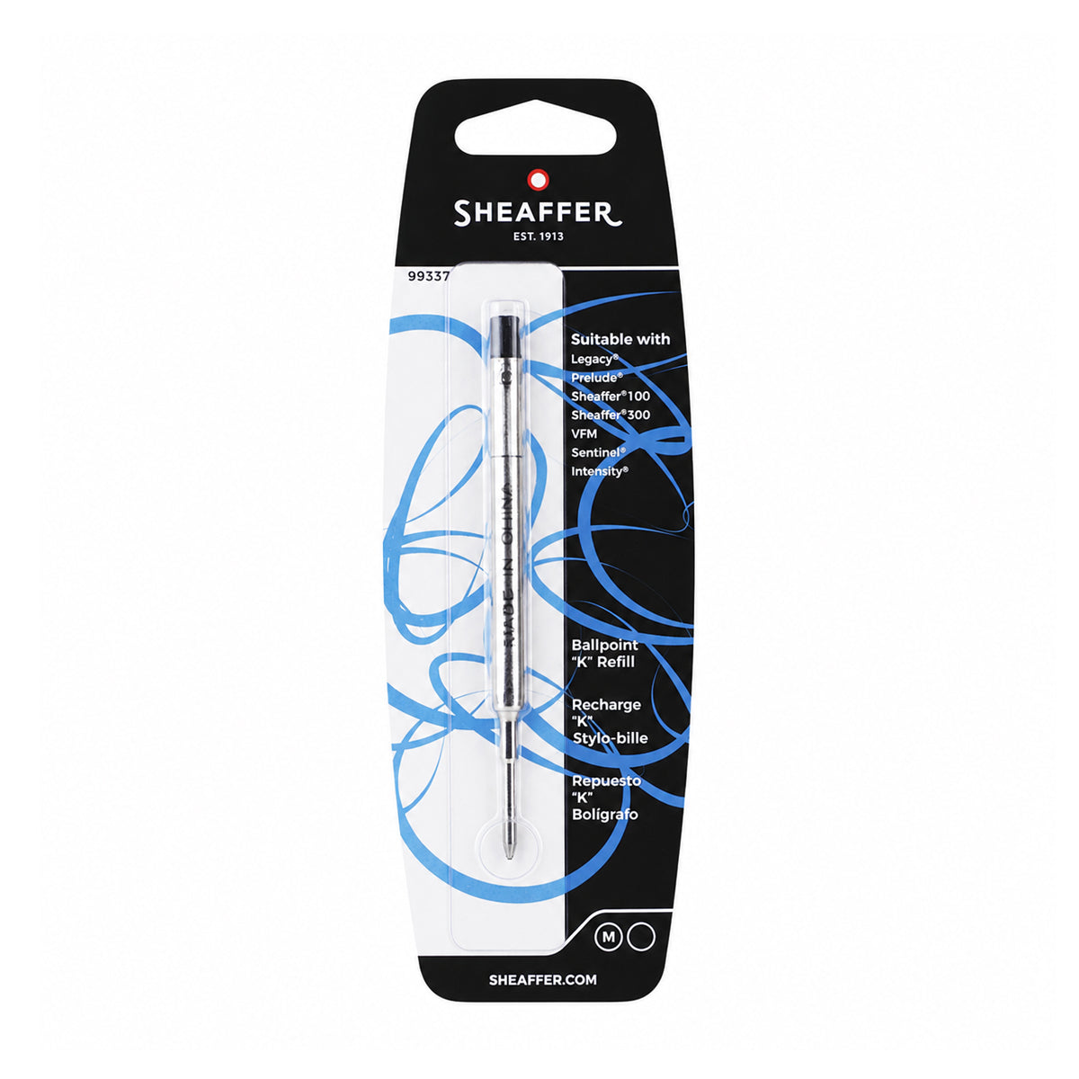 Sheaffer 99335 Black Ballpoint Refill — Medium Tip, Metal Body