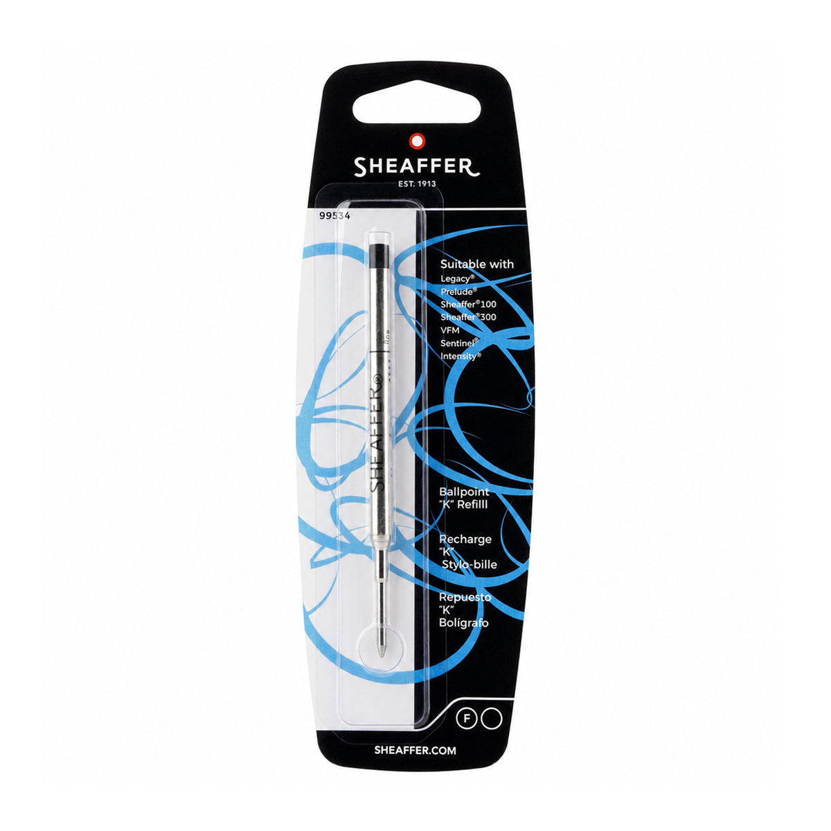 Sheaffer 99334 Black Ballpoint Refill — Fine Tip, Metal Body