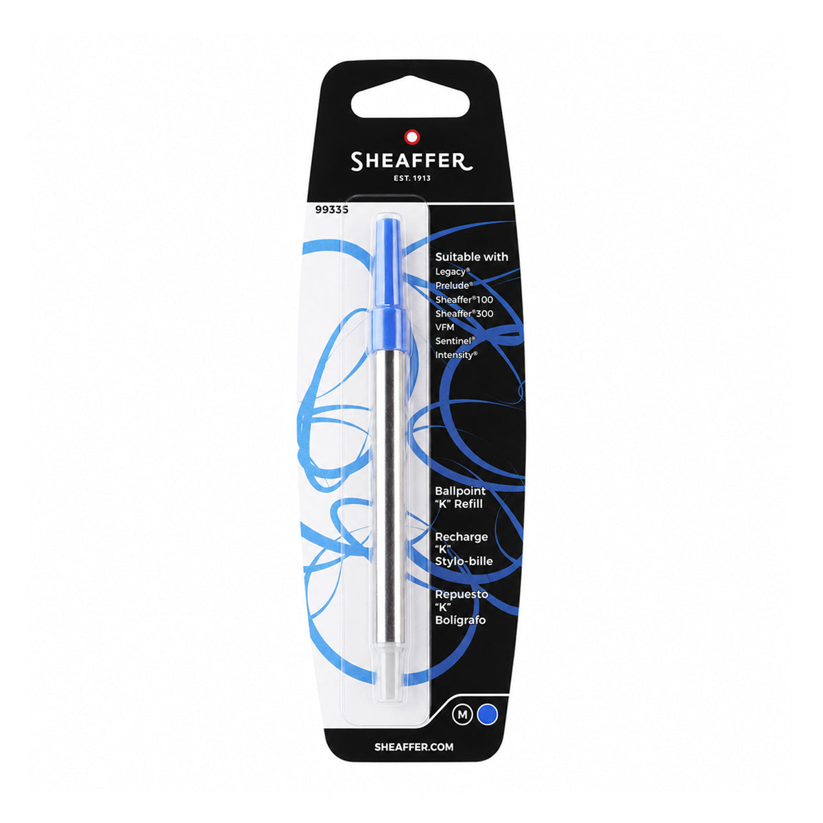 Sheaffer 99325 Blue Roller Ball Refill — Medium Tip, Metal Body