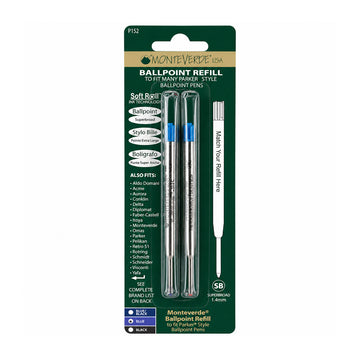 Monteverde® P15 Soft Roll™ Super Broad Ballpoint Refill — Pack of 2 (Blue)