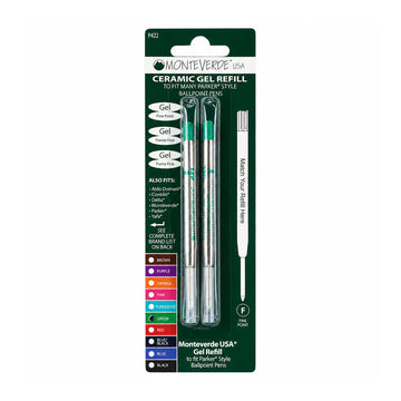 Monteverde P42 Ceramic Gel Ink Refill — Pack of 2 (Fine, Green)