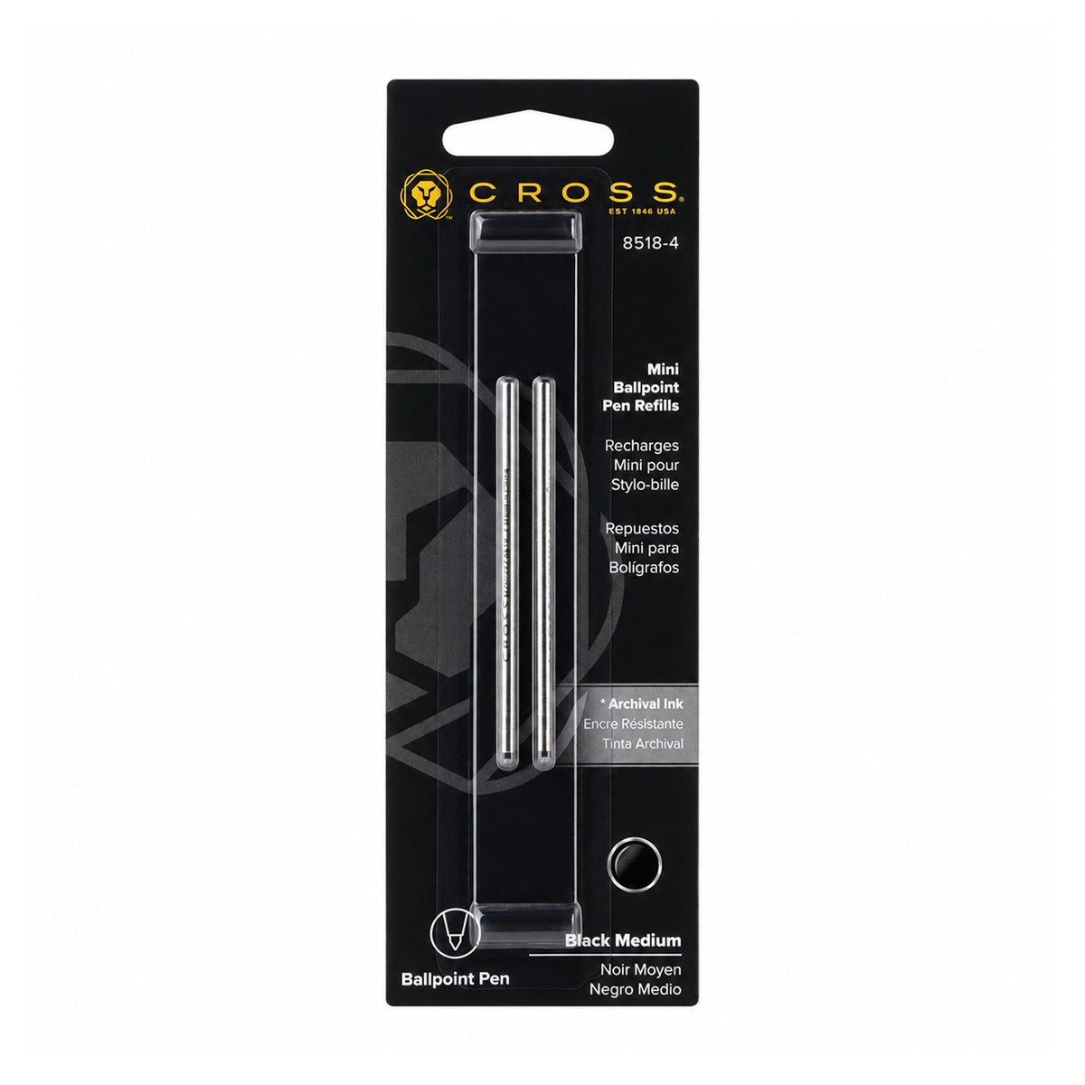 Cross 8518-4 Mini Ballpoint Pen Refill – Medium, Black