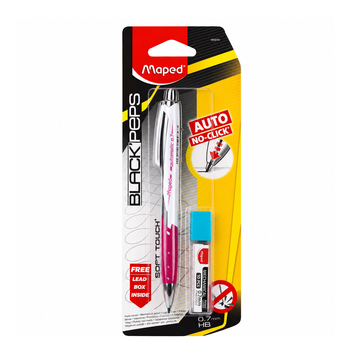 Maped Black Peps Automatic 0.7 Mechanical Pencil - Pink & White