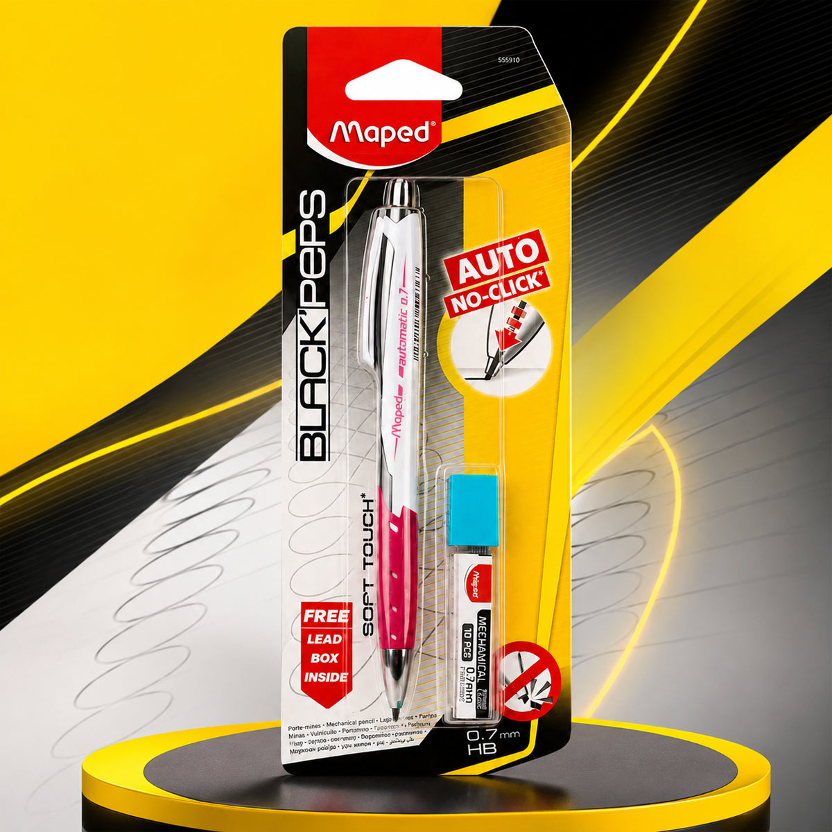 Maped Black Peps Automatic 0.7 Mechanical Pencil - Pink & White