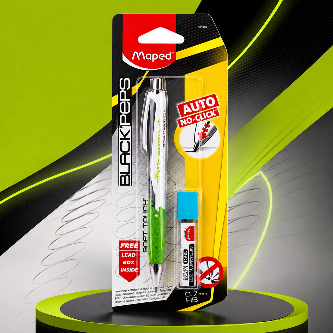 Maped Black Peps Automatic 0.7 Mechanical Pencil - Green & White