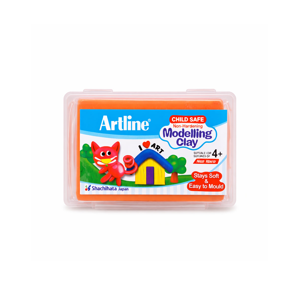 Artline Child Safe Non-Hardening Orange Modelling Clay 168g - Reusable & Non-Toxic