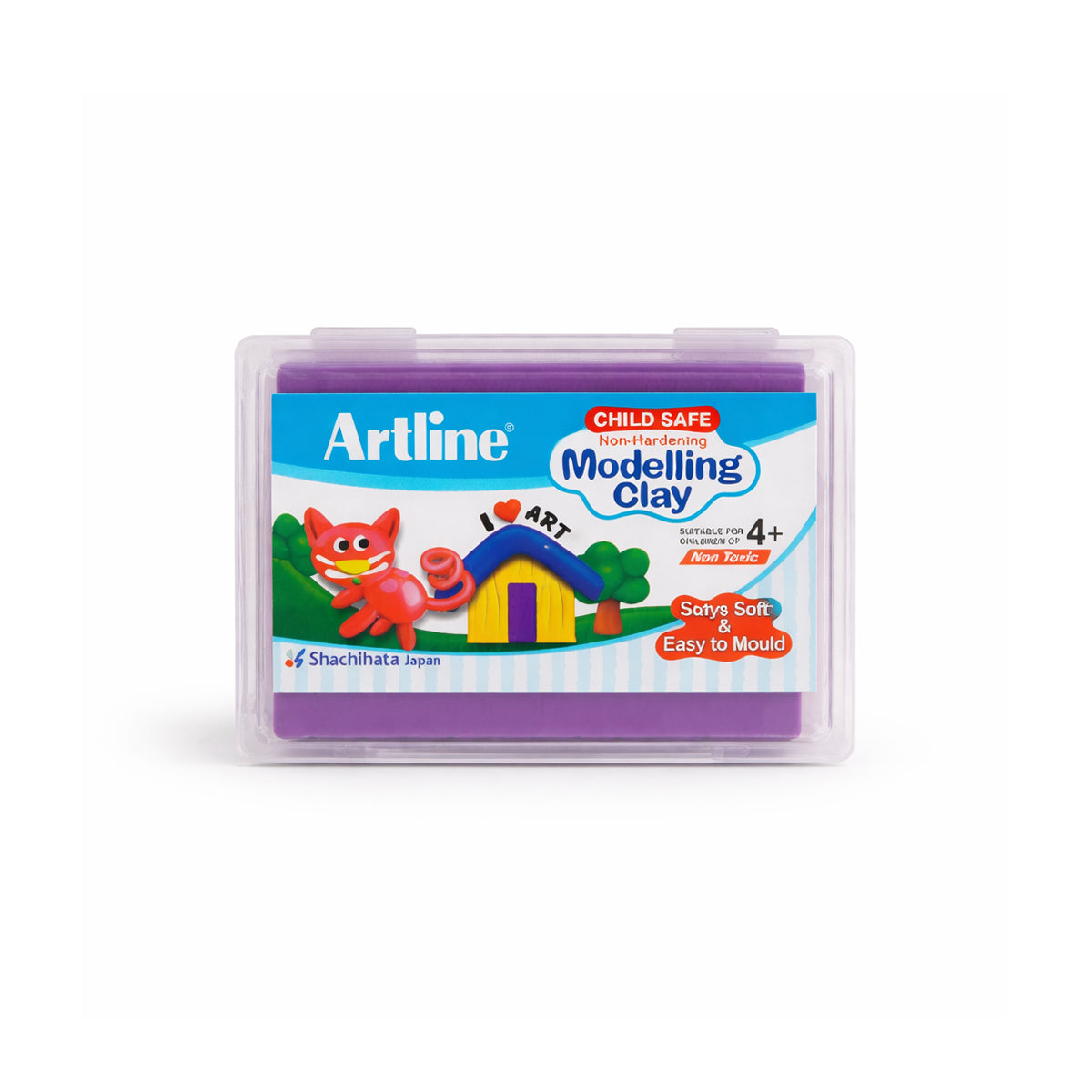 Artline Child Safe Non-Hardening Purple Modelling Clay, 168g Reusable