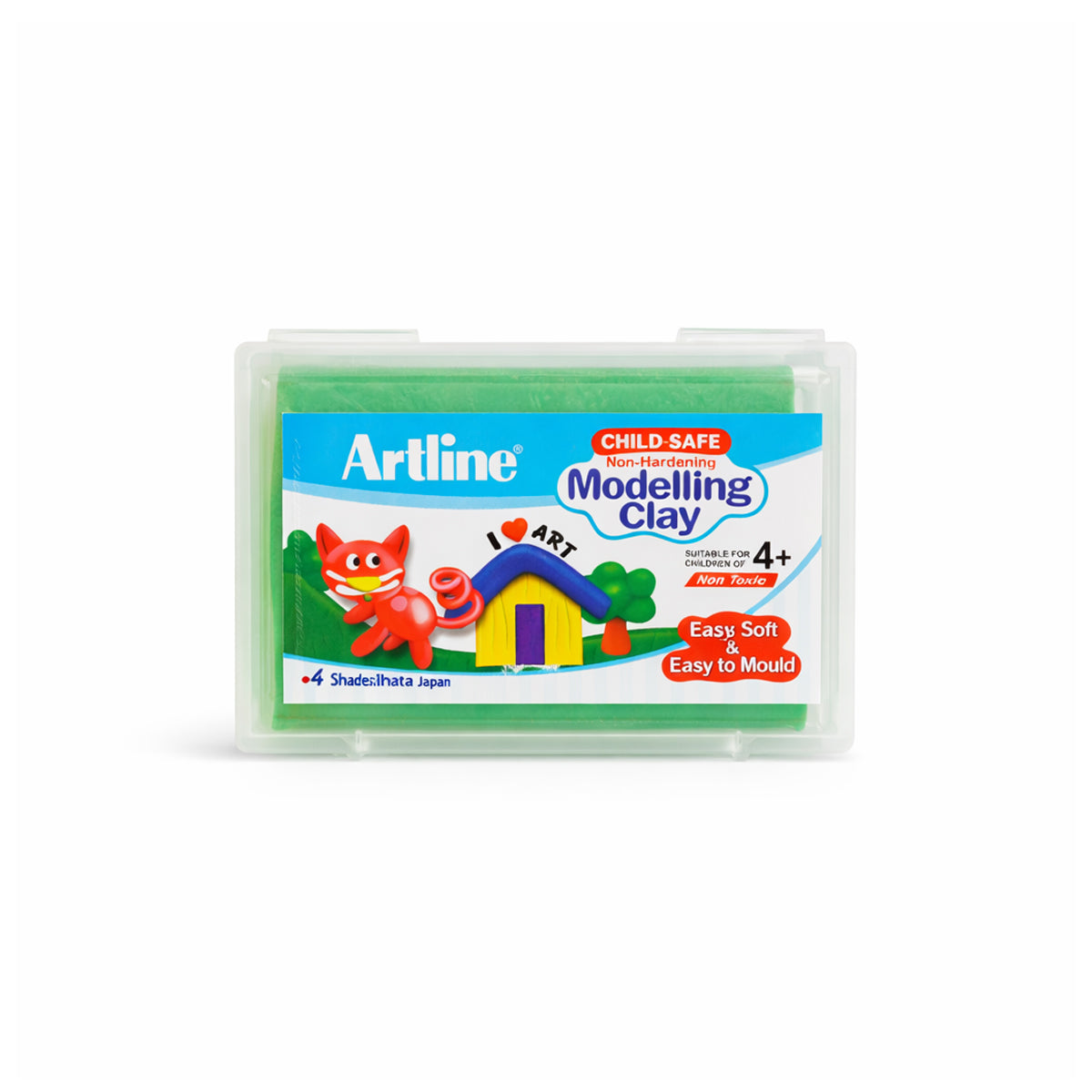 Artline Child Safe Non-Hardening Dark Green Modelling Clay, 168g Reusable