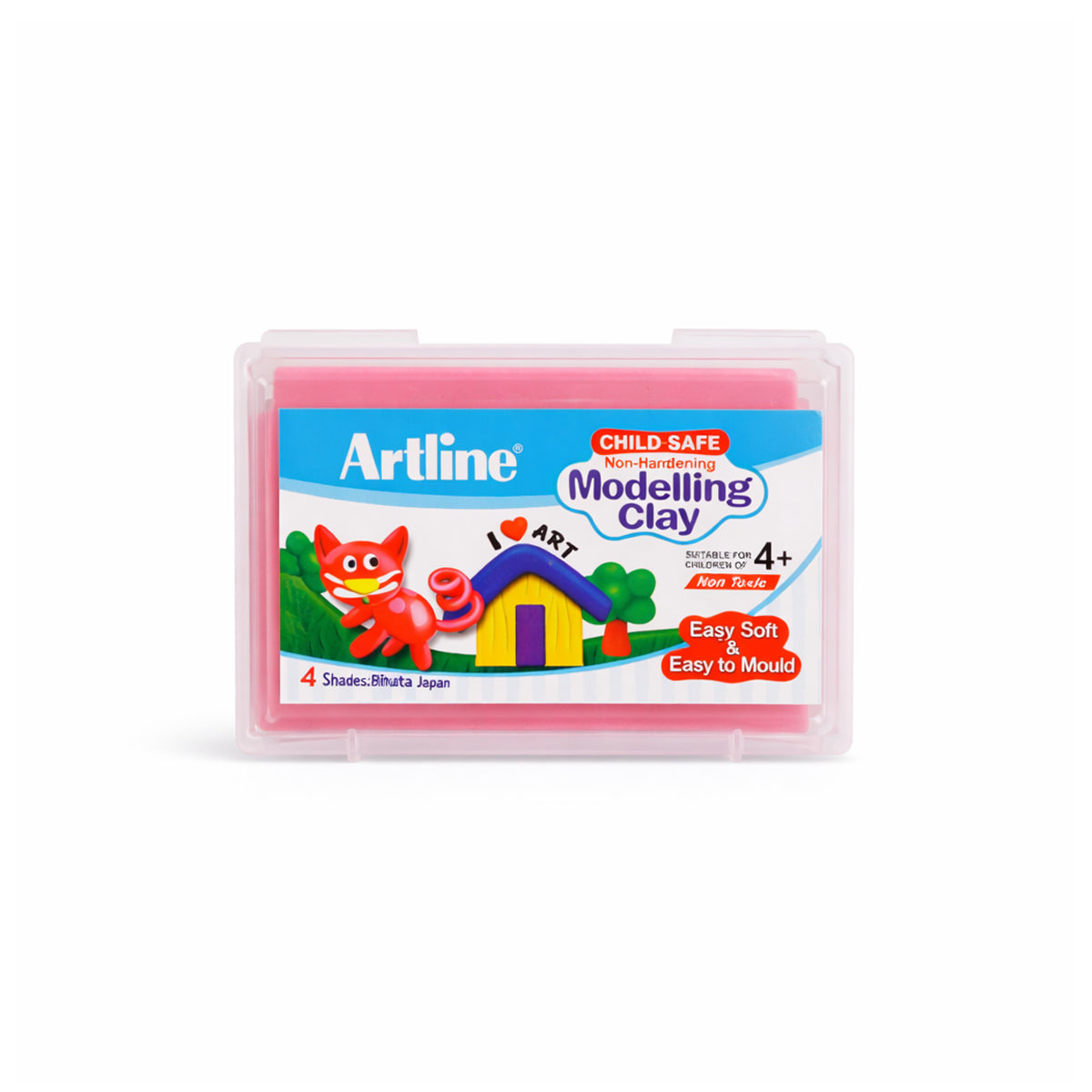 Artline Child Safe Non-Hardening Pink Modelling Clay, 168g Reusable