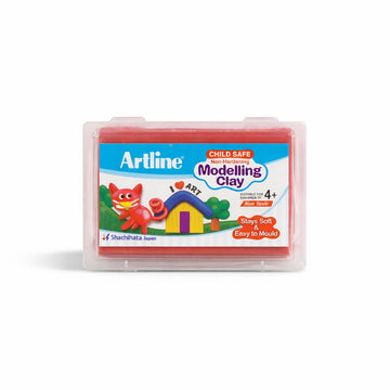 Artline Child Safe Non-Hardening Red Modelling Clay, 168g Reusable