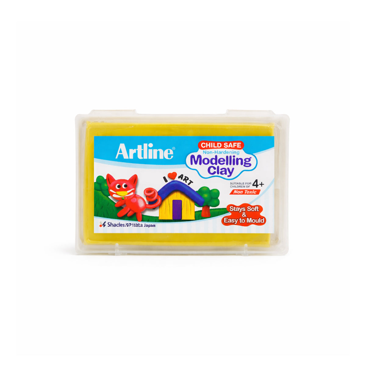 Artline Child Safe Non-Hardening Yellow Modelling Clay, 168g Reusable